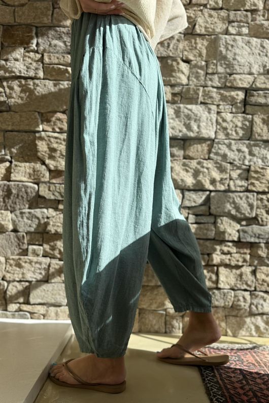 Noa Linen Blend Sia Barrel Trouser Sage